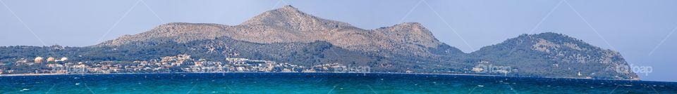 Panorama of Alcudia Bay and town, Mallorca, Balearic Islands, Spain