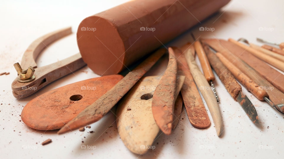 Rusty work tools on white background