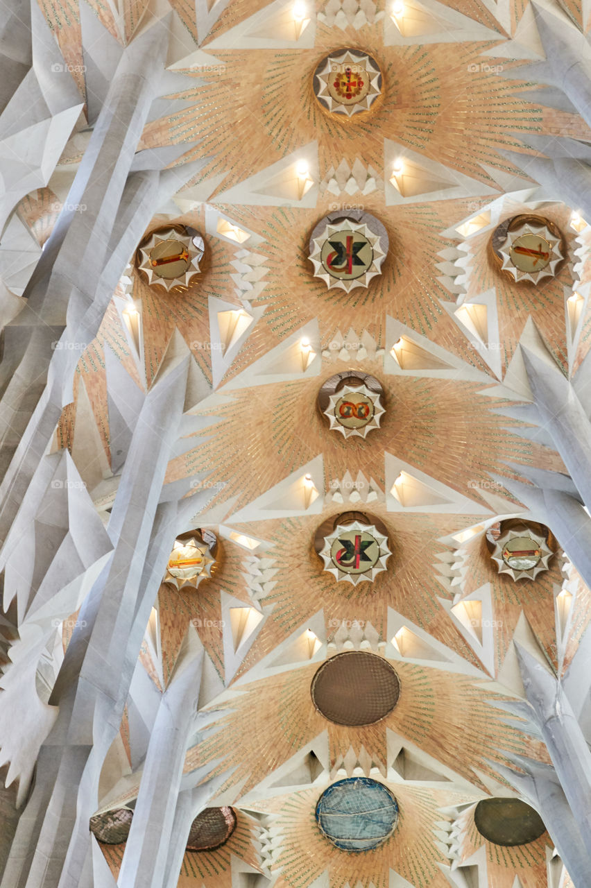 Sagrada Familia Indoors. Ceiling 