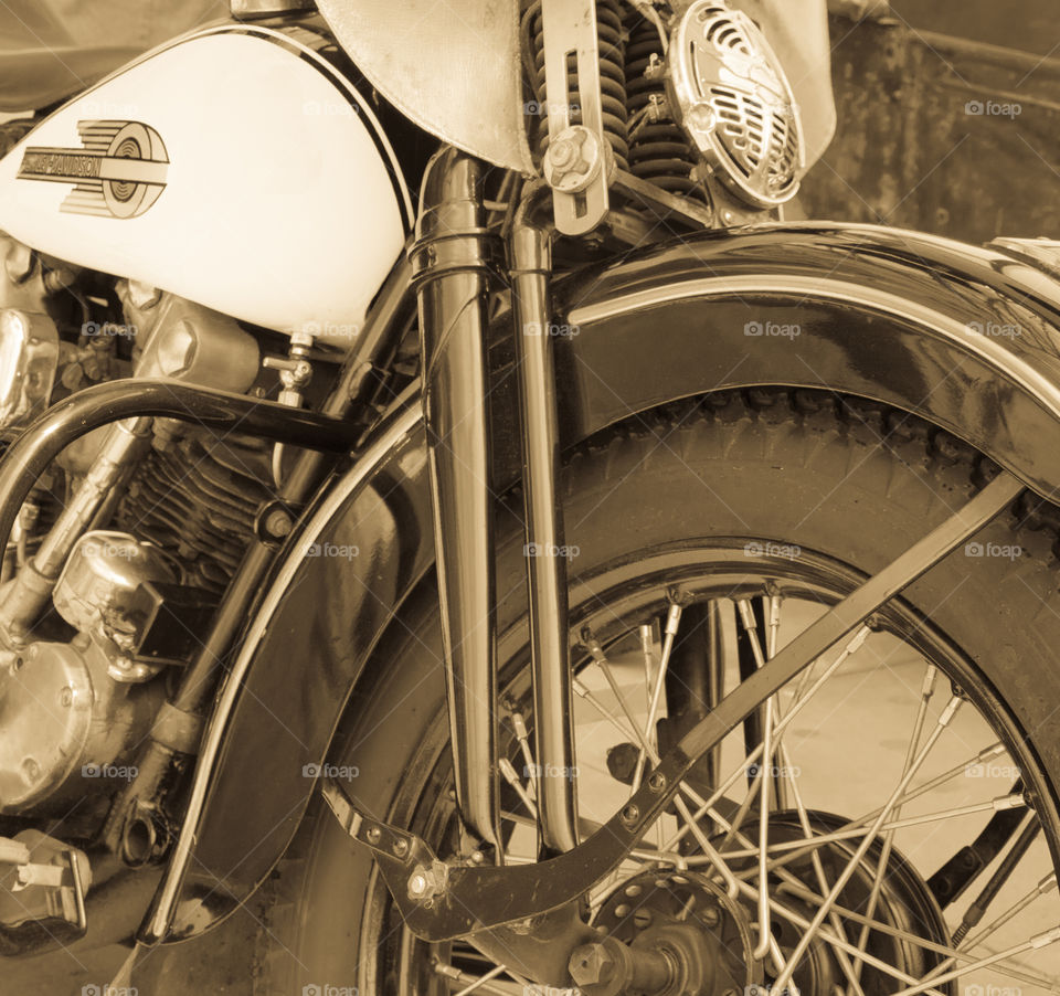 Antique Harley-Davidson. Antique Harley-Davidson with antique editing at a custom bike show