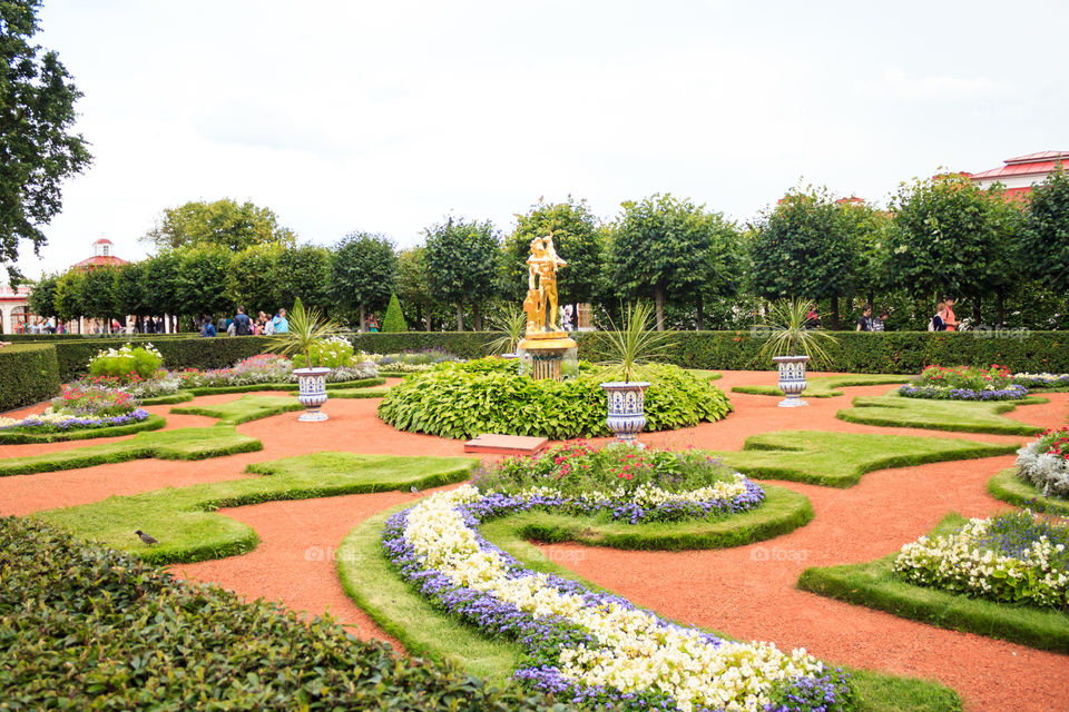 decorating the city park with the help of flowers