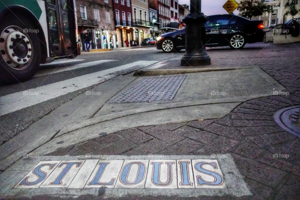 Along St Louis Street in the evening. French Quarter, New Orleans, Louisiana, USA.