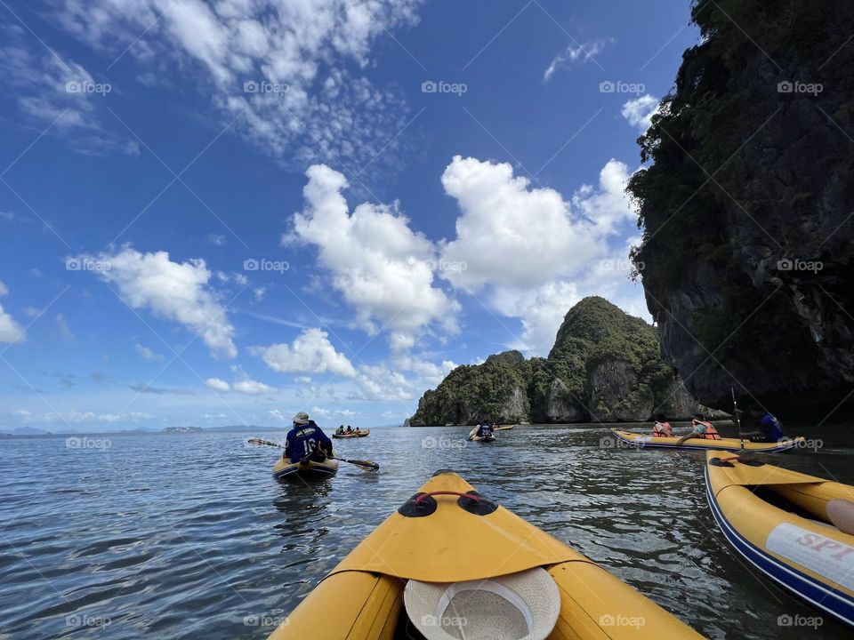 Kayaking in the ocean