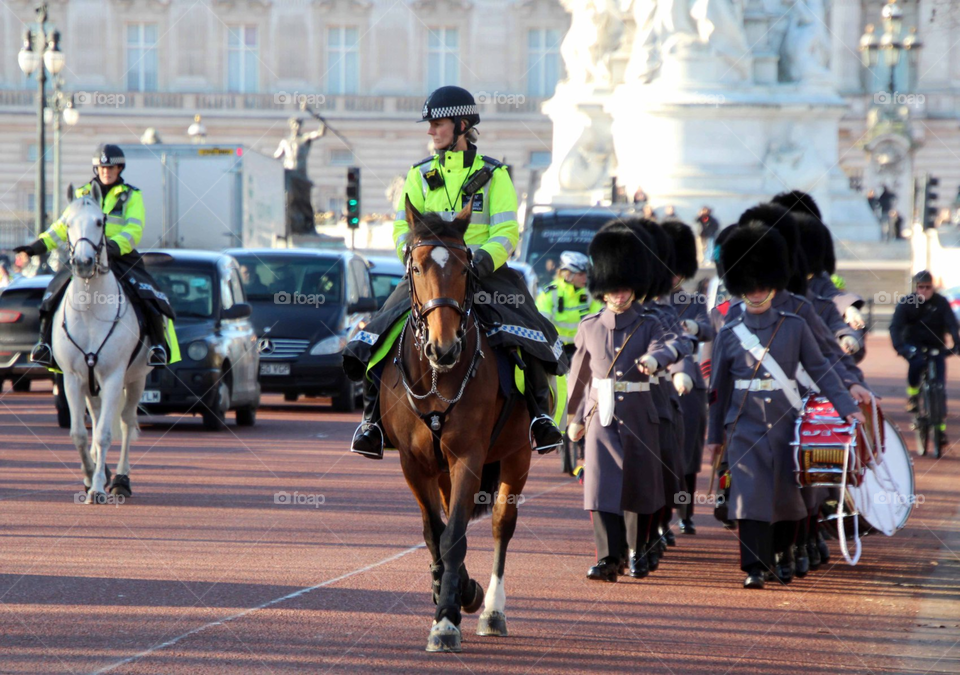 Changing the Queens Guard at Buckingham Palace & Queen Victoria Memorial.