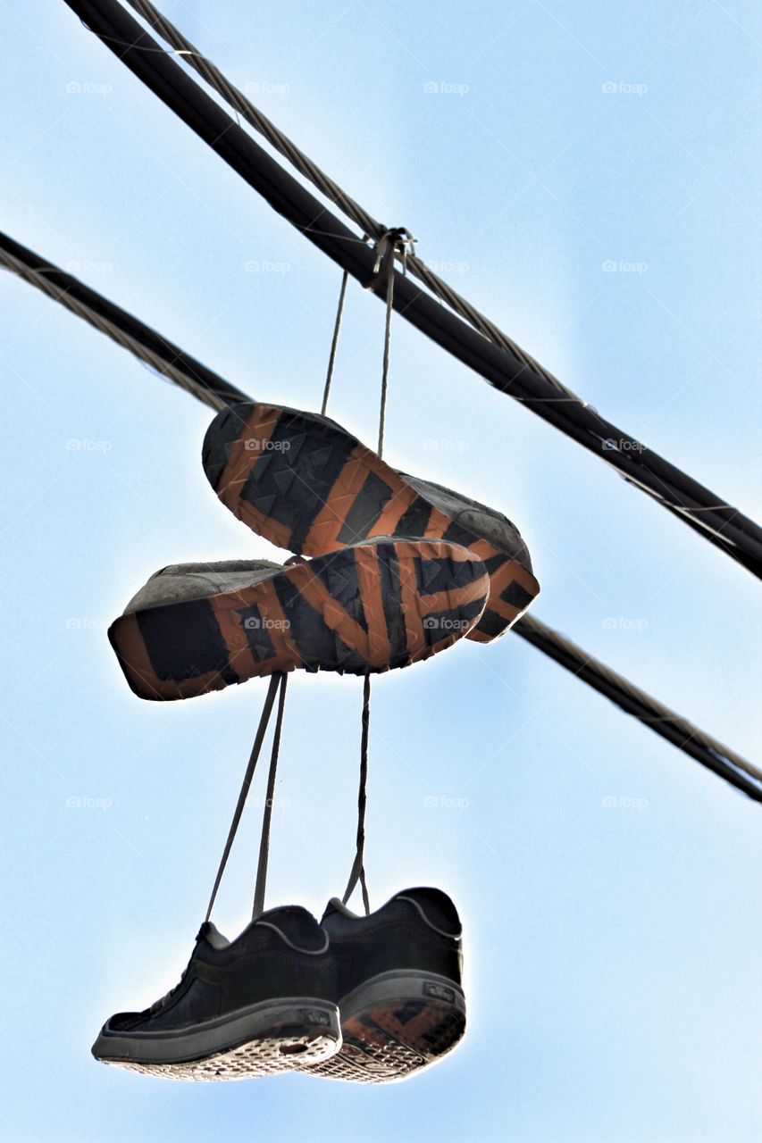 Love sneakers on a wire