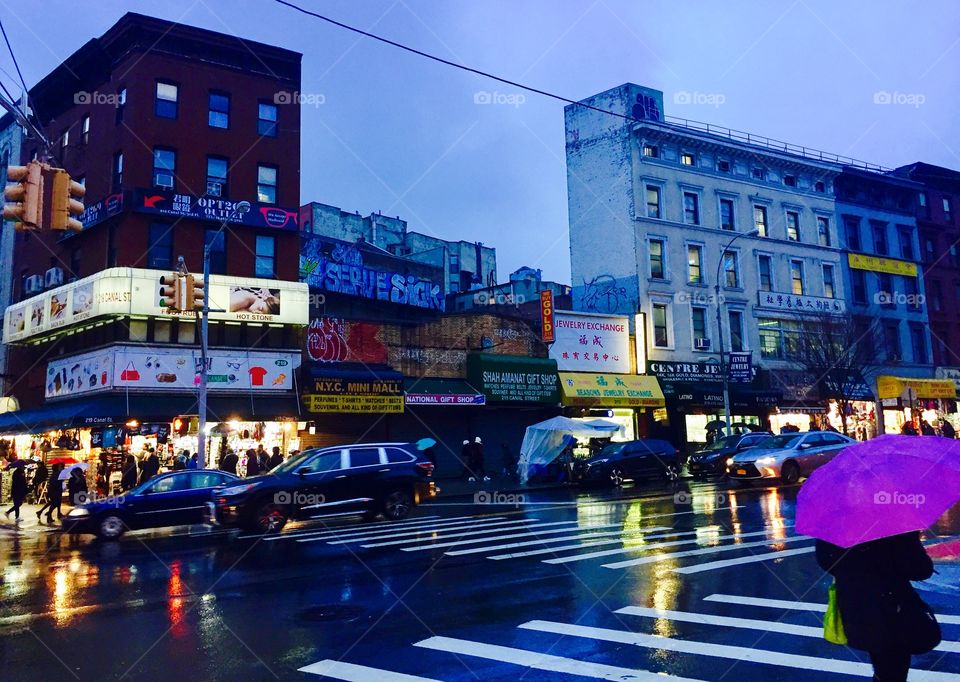 Chinatown in the rain, New York City