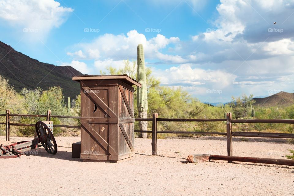 Toilet cabin in the theme park Old Tucson, Arizona 