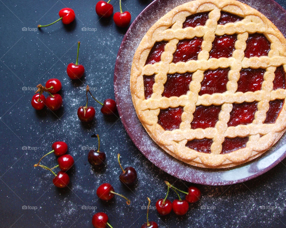 Homemade cherry pie