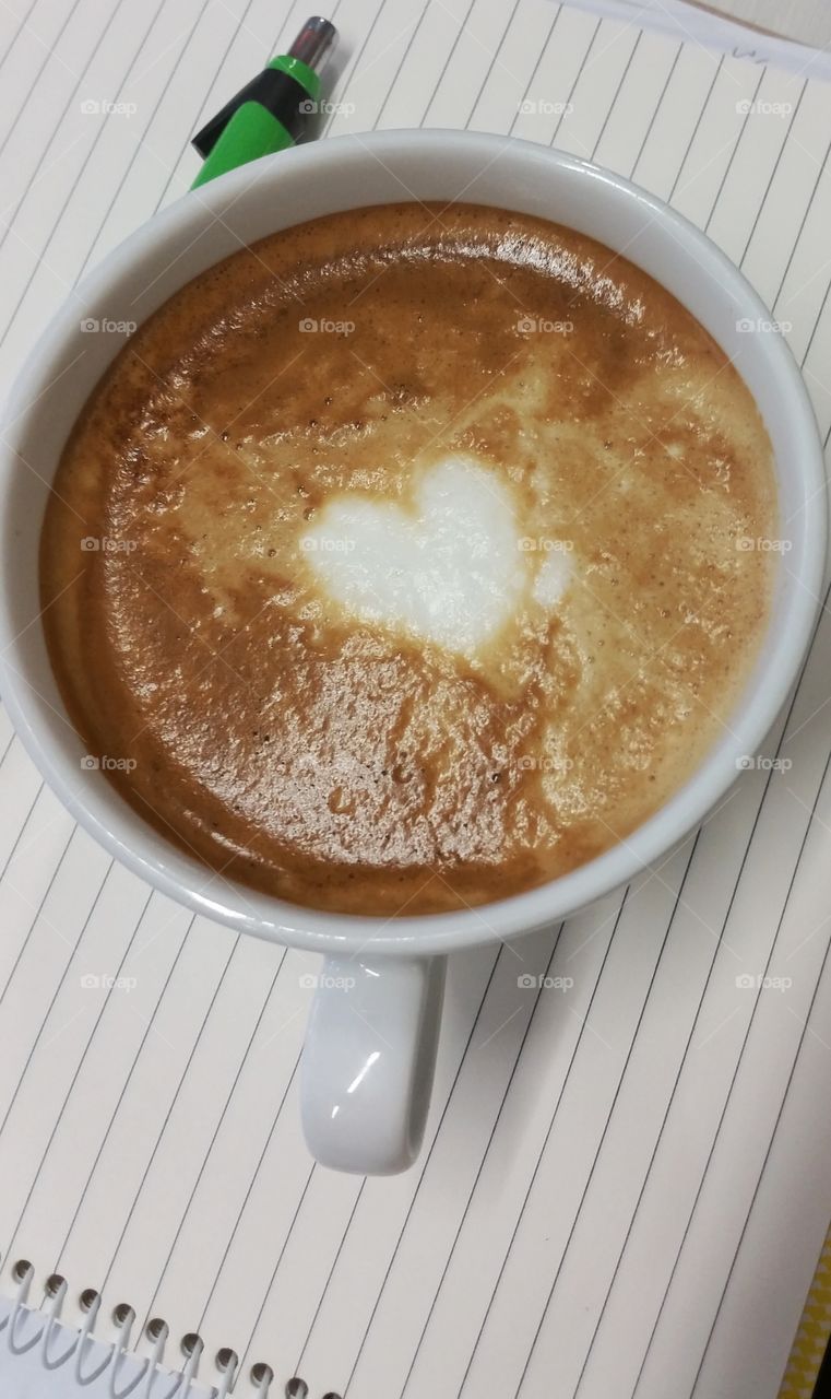 hearts in my coffee at work
