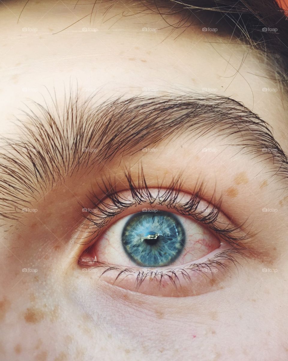 Crystal blue eye with White House in pupil 