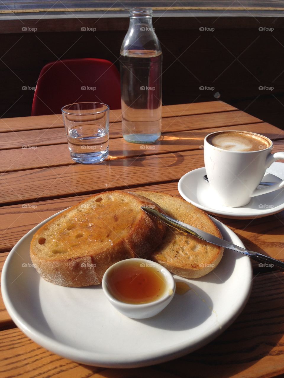 Toast , Honey, coffee = Breakfast