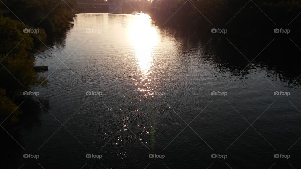 sunset over the river
