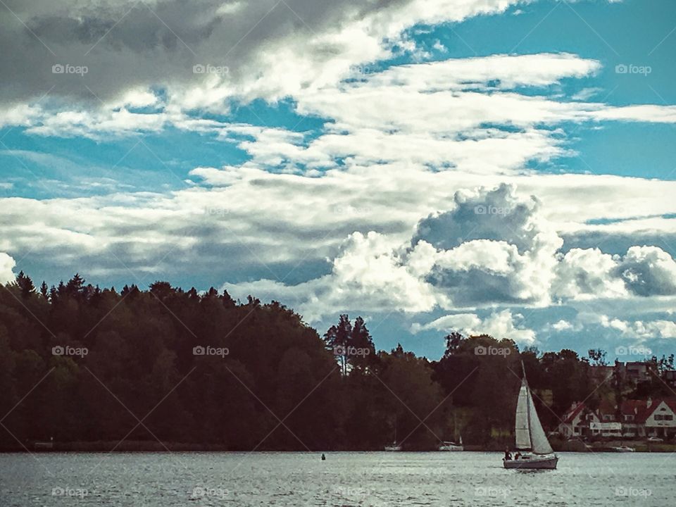 Boat sailing at the mazury in Poland 