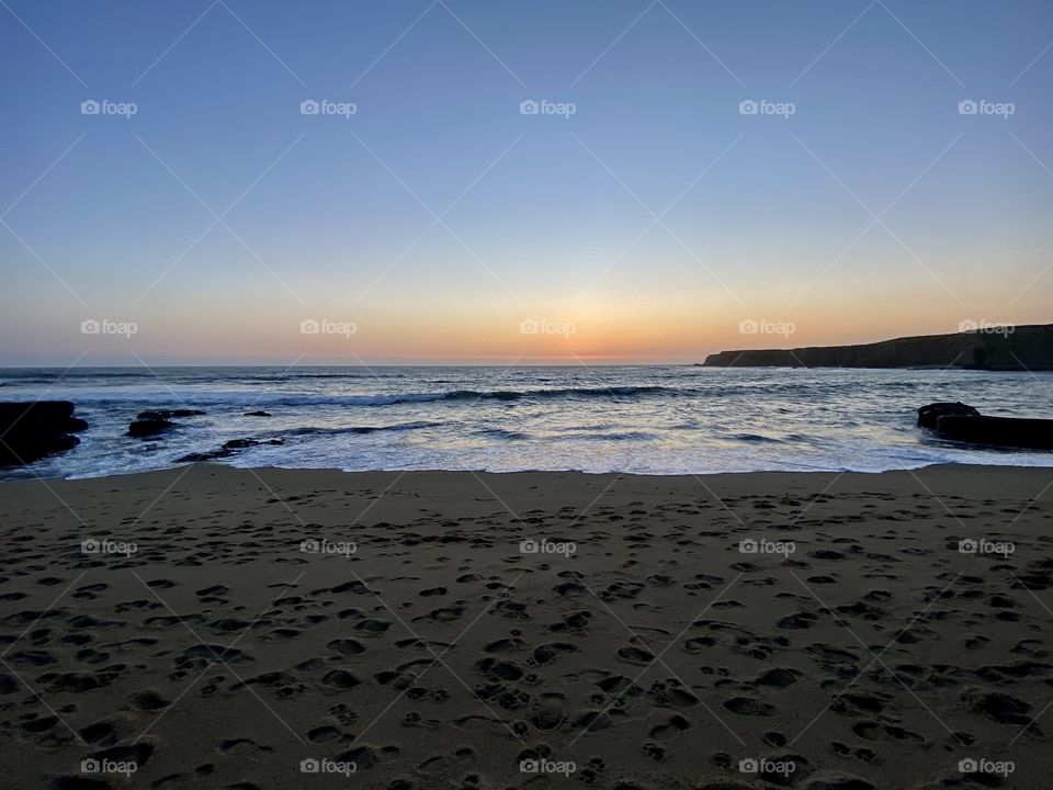 Sunset at Davenport Landing Beach in Davenport California 