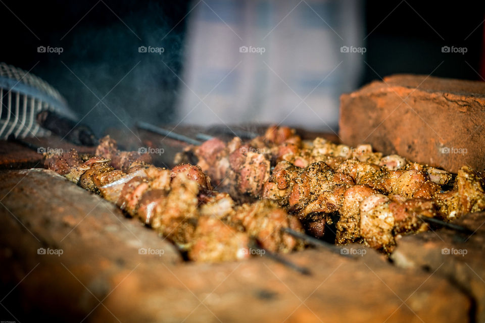 Indian kebabs preparing at outdoors