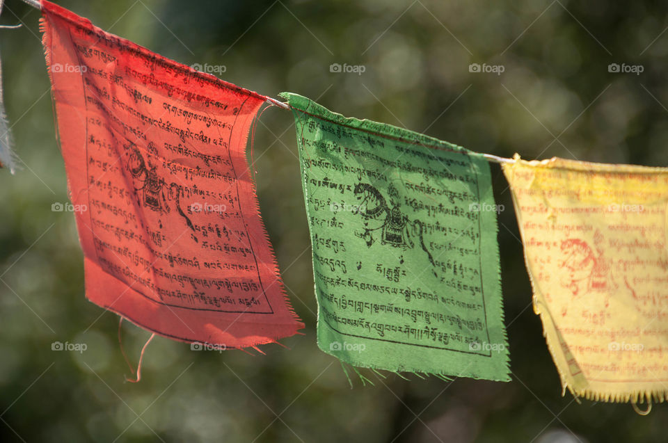 Close-up of buddhist prayer flags