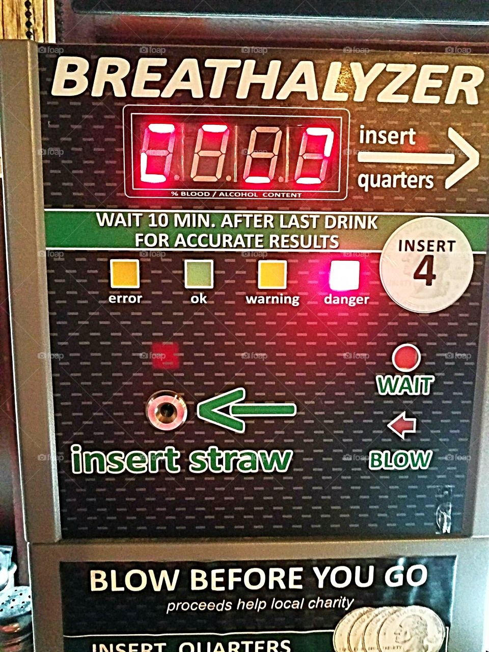 breathalyzer machine at a bar
