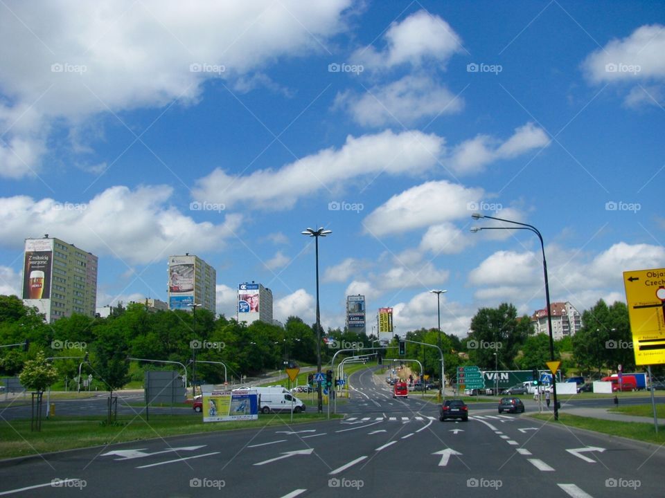 Cityscape of modern districts of Warsaw