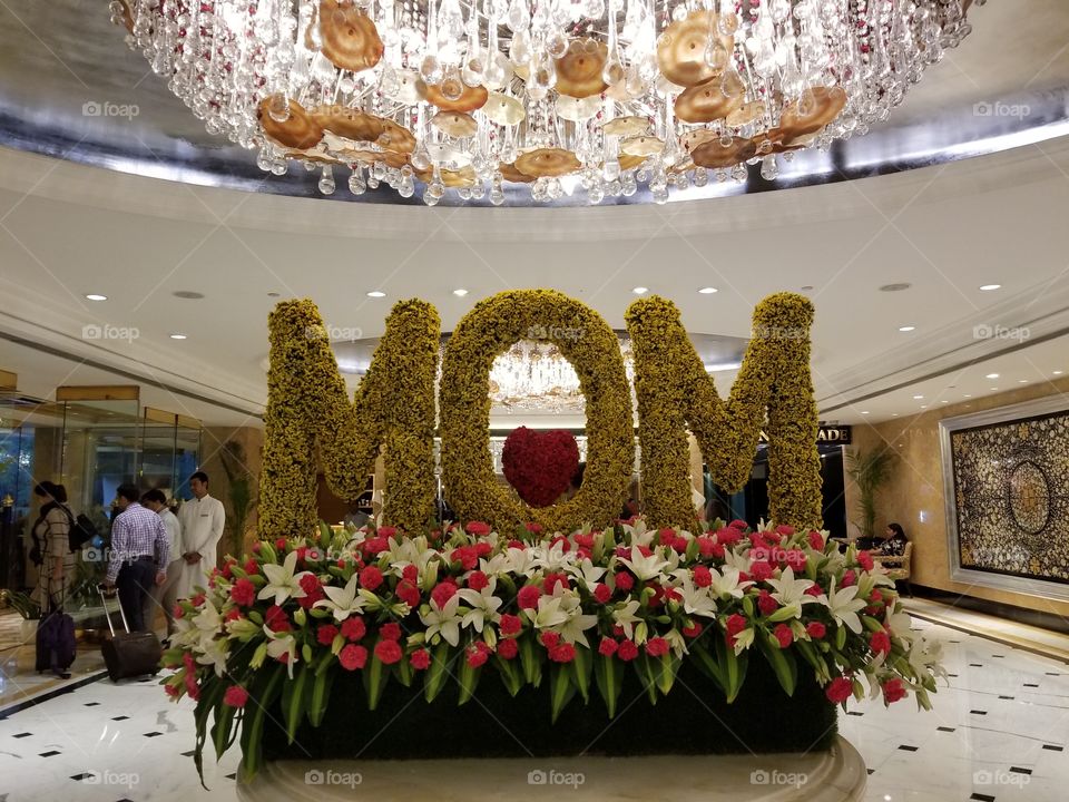 Flowers at Shangri La Hotel in New Delhi, India