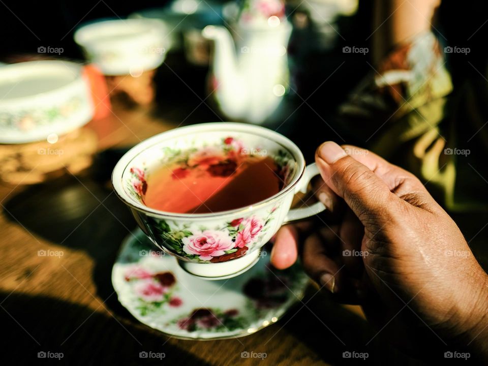 Me having earl grey tea at my mom’s house