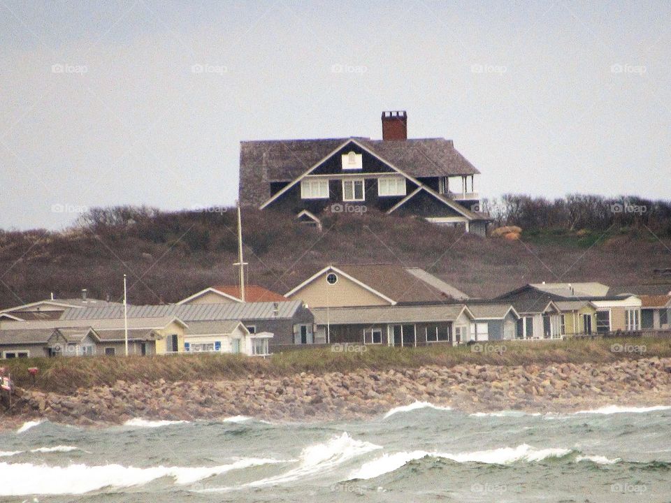 New York, Long Island, East Hampton, Beach, Water, Panoramic View, Sky, Sand, Wind, Shore, House, 