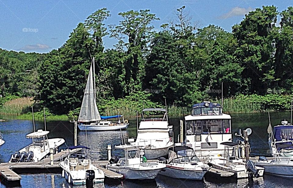 Sailboat sailing by in westerly Rhode Island