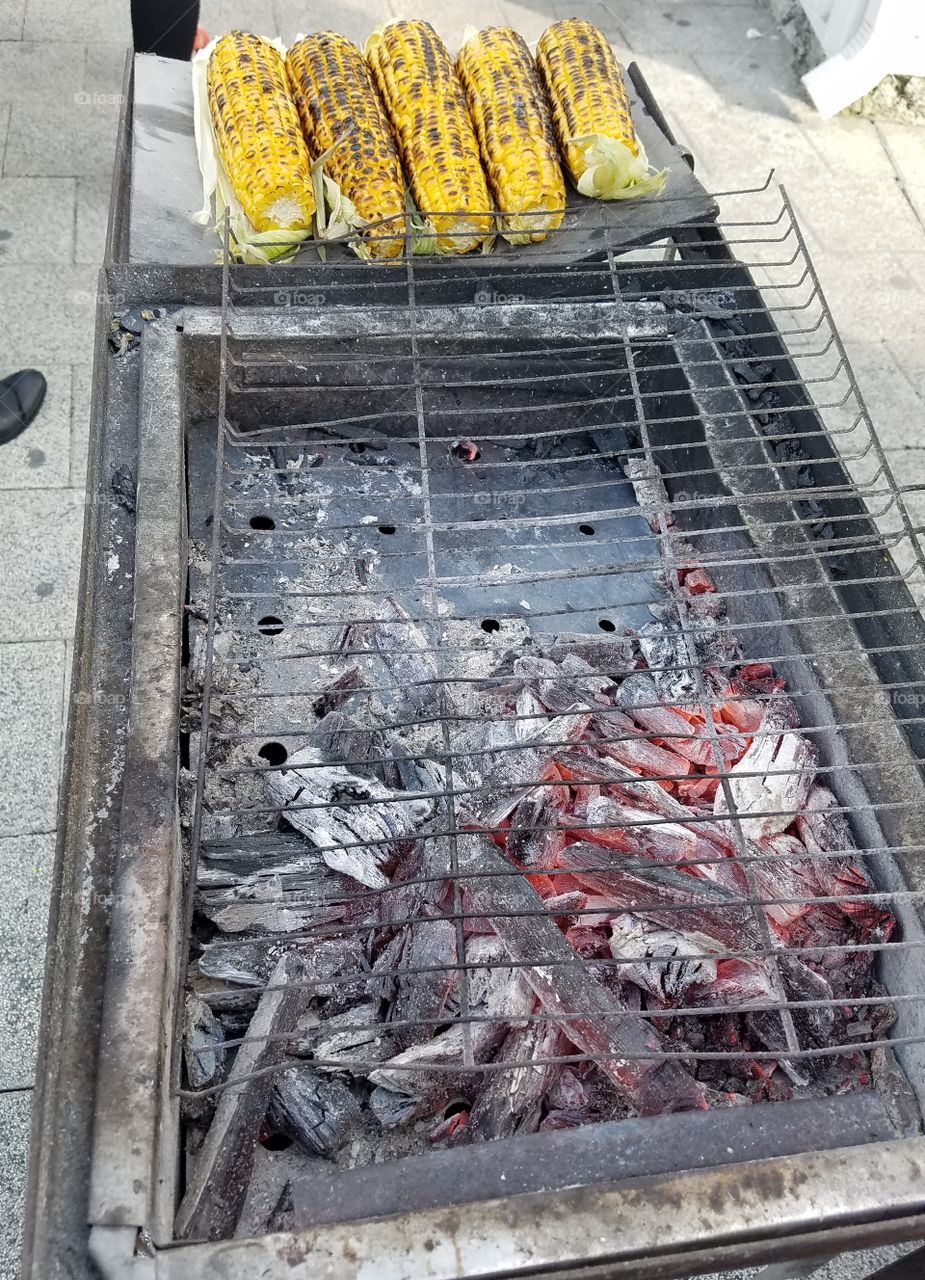 bbq roasting some corn in Sapanca Turkey