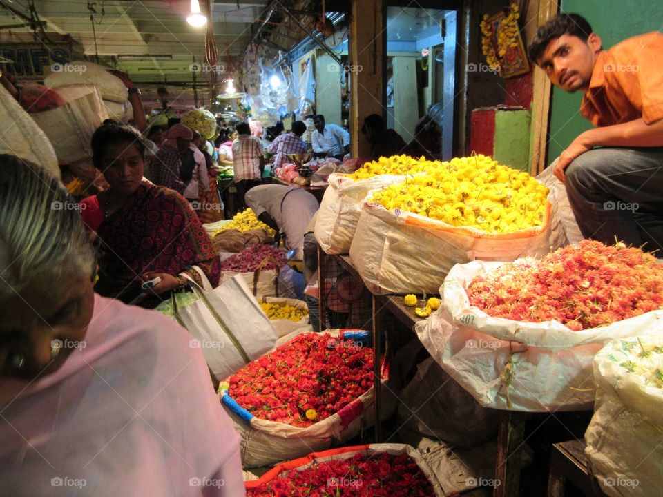 Flower stall, Bangalore, India