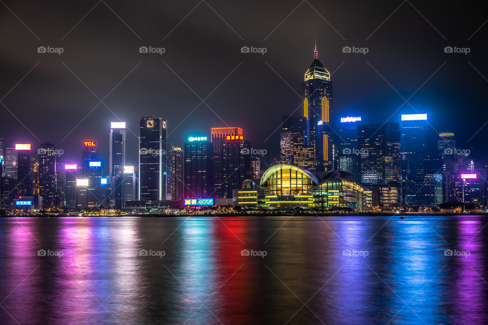 Night View of Hong Kong Island from Avenue of Stars