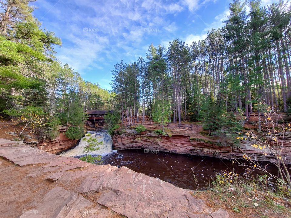 beautiful photo of waterfall,forest, river.