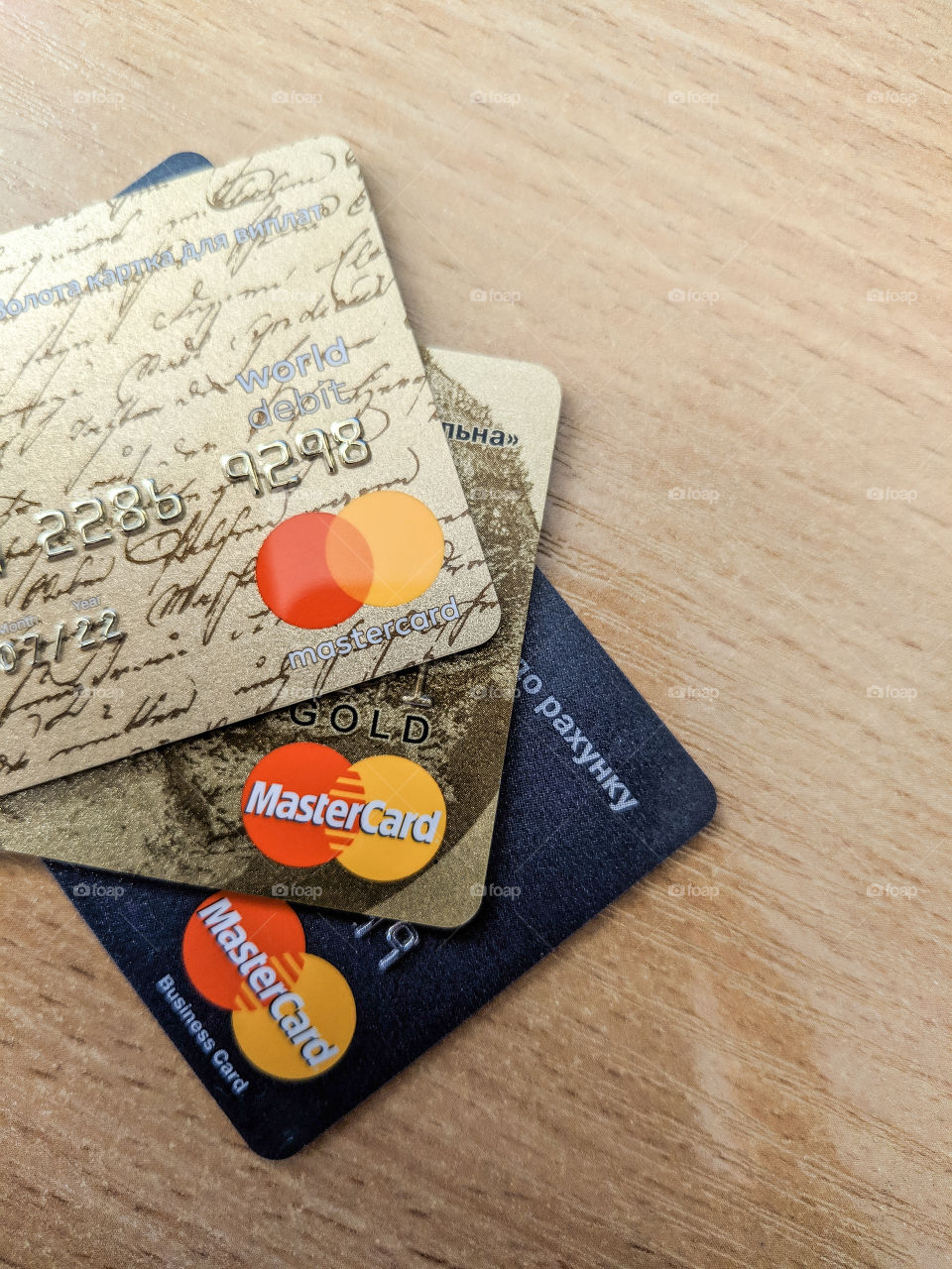 three bank cards mastercard