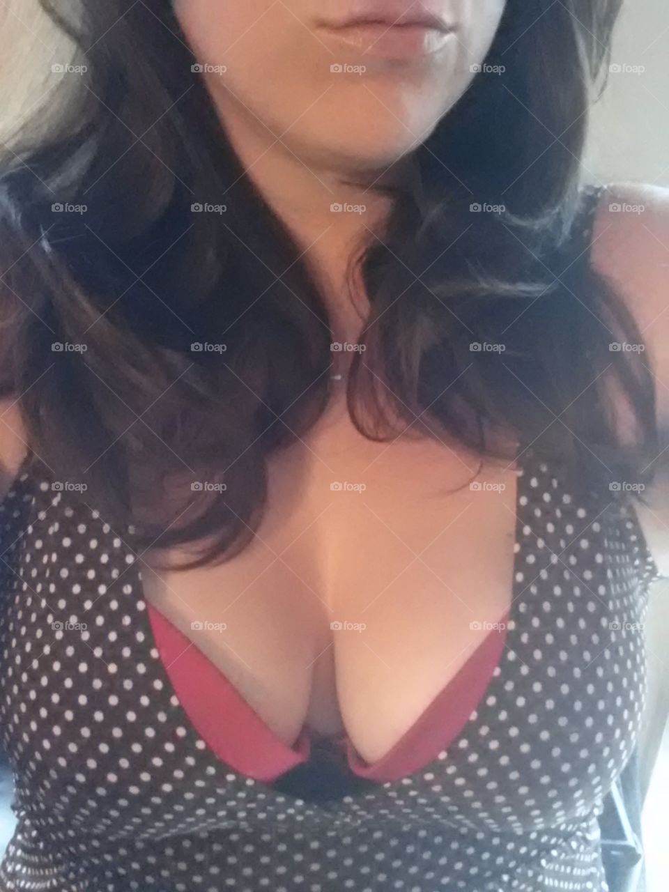 Red peeping with polka dots