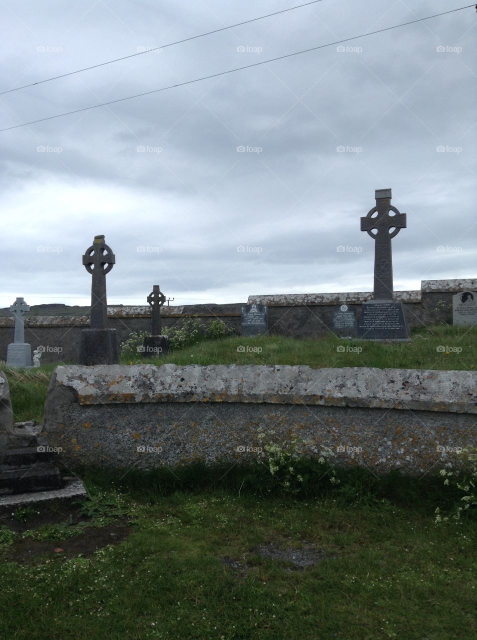 Irish cemetery on Aran Islands in Ireland 