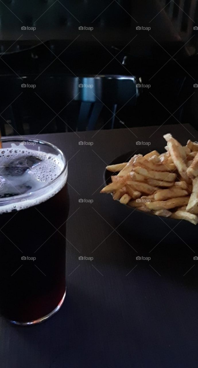A drink and fries