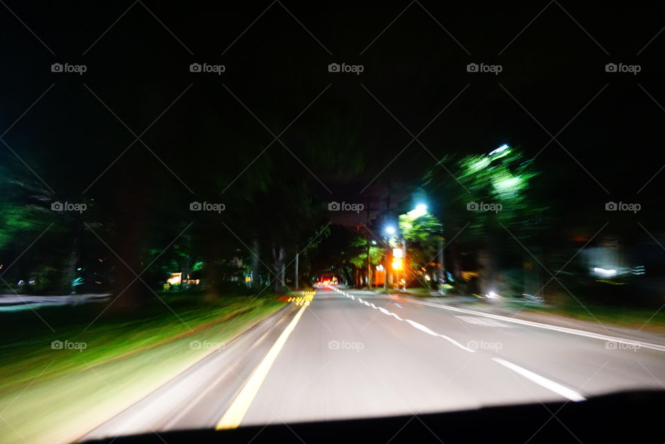 Night drive in the town 