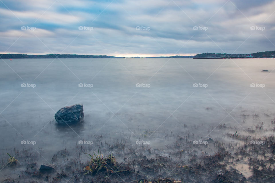 the sea smoothed and made peaceful by the power of long exposure photography