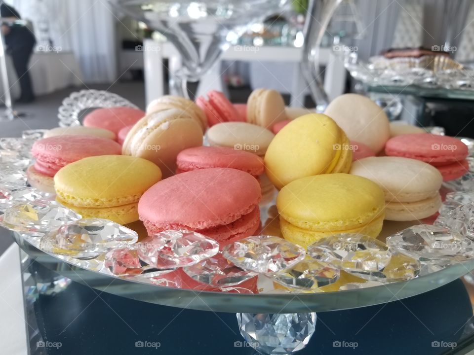 Colorful macarons served nicely