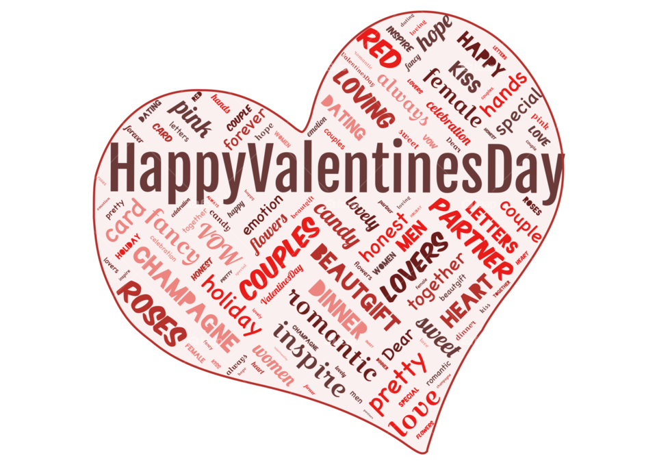 Word cloud of the Happy Valentine’s Day as background