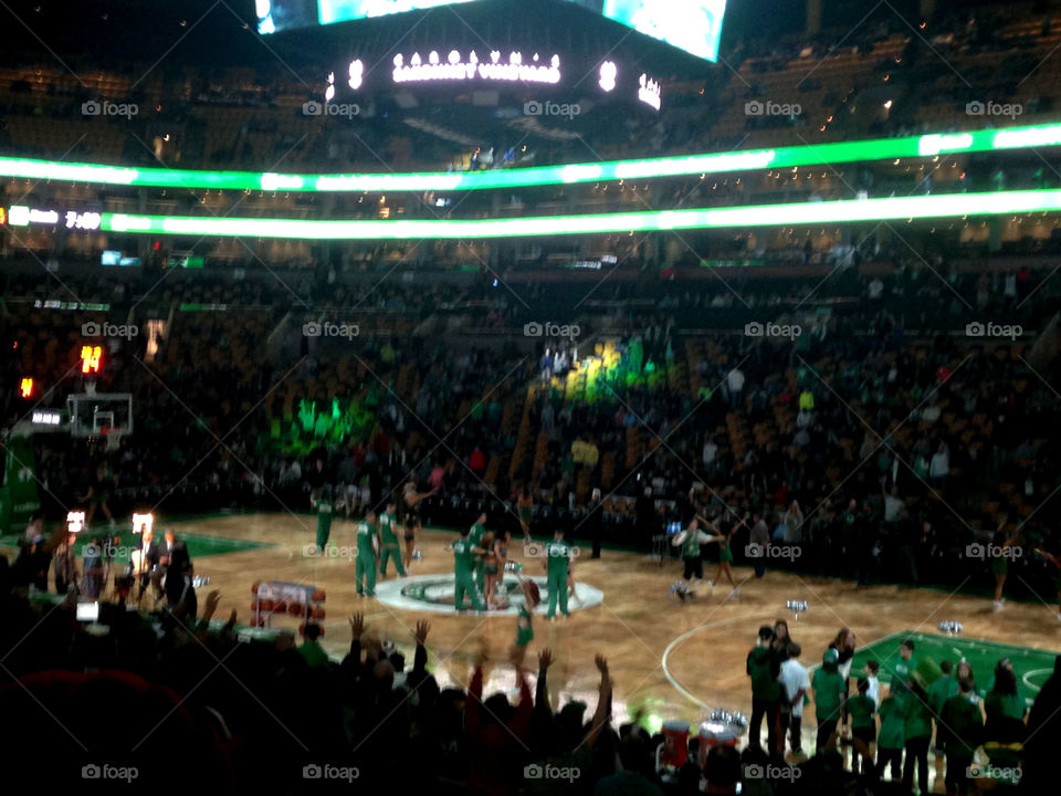 Green spotlight . At Celtic game 