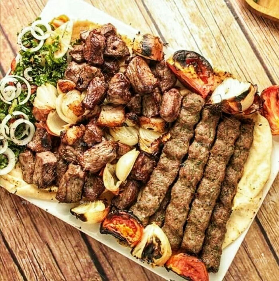 Grilled meat kebab