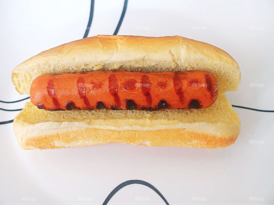 Closeup of hotdog 