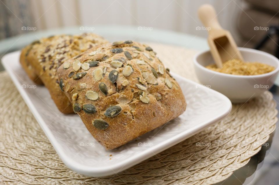 homemade sesame buns and courgette flowers