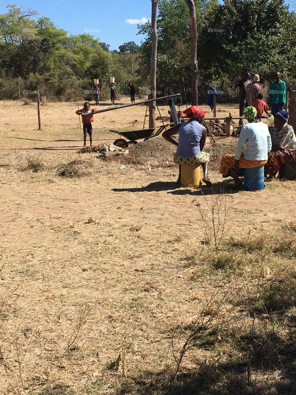 One part of Zimbabwe where the locals pump water for their garden