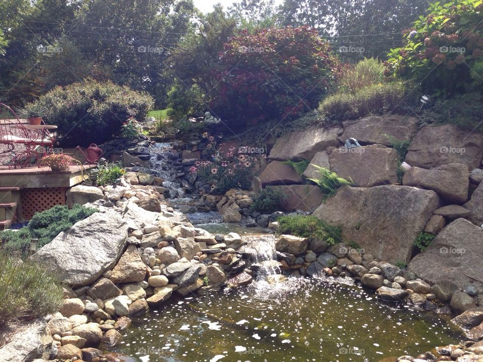 Waterfall into pond