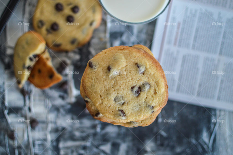 Homemade chocolate cookies, milk and good book makes me happy