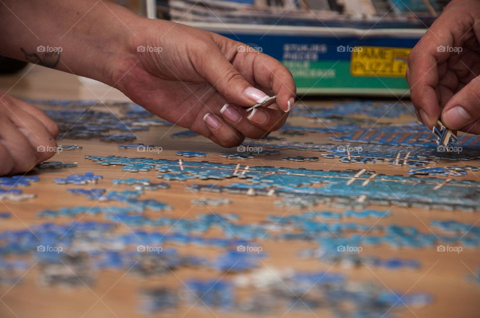 Working together on a puzzle