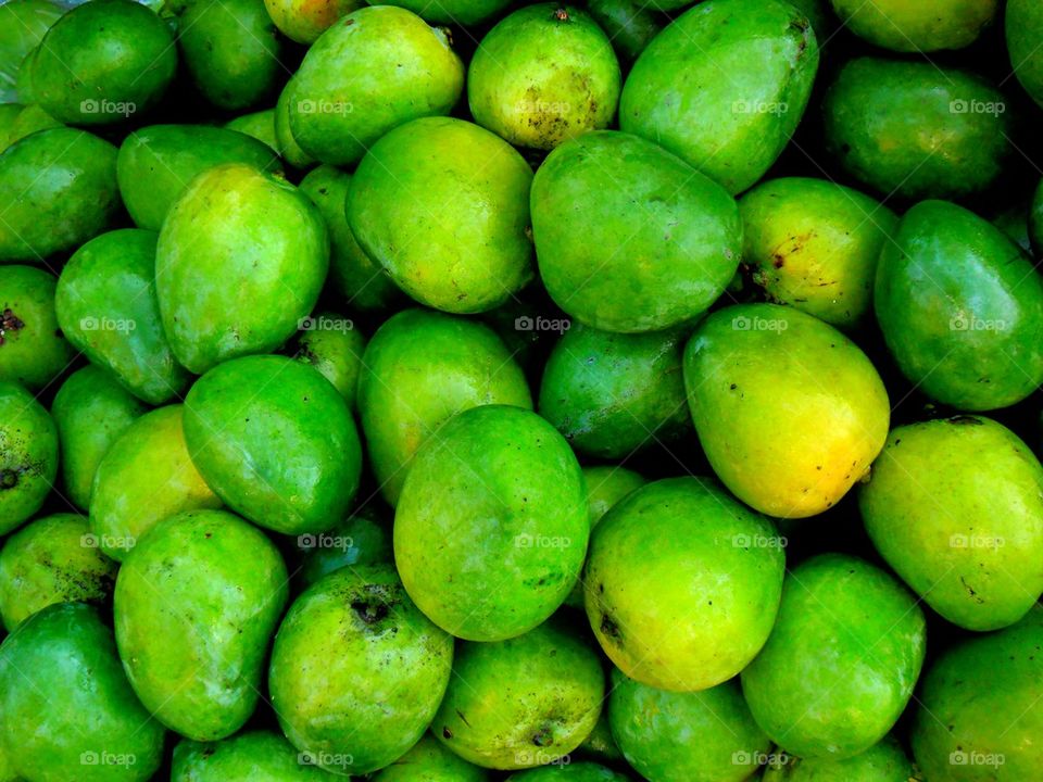 fresh green indian mangoes