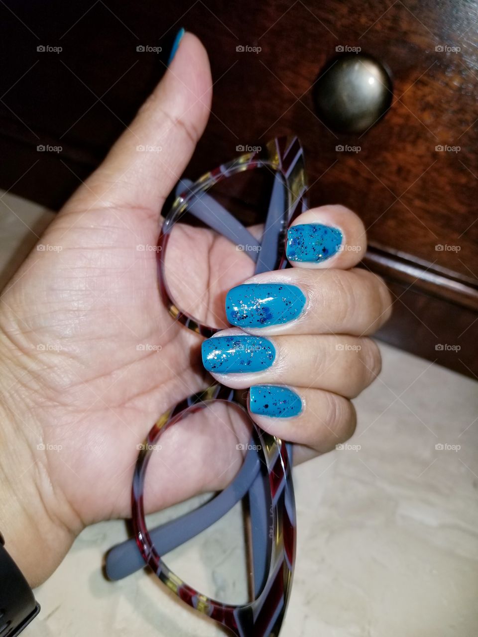 Teal Christmas manicure