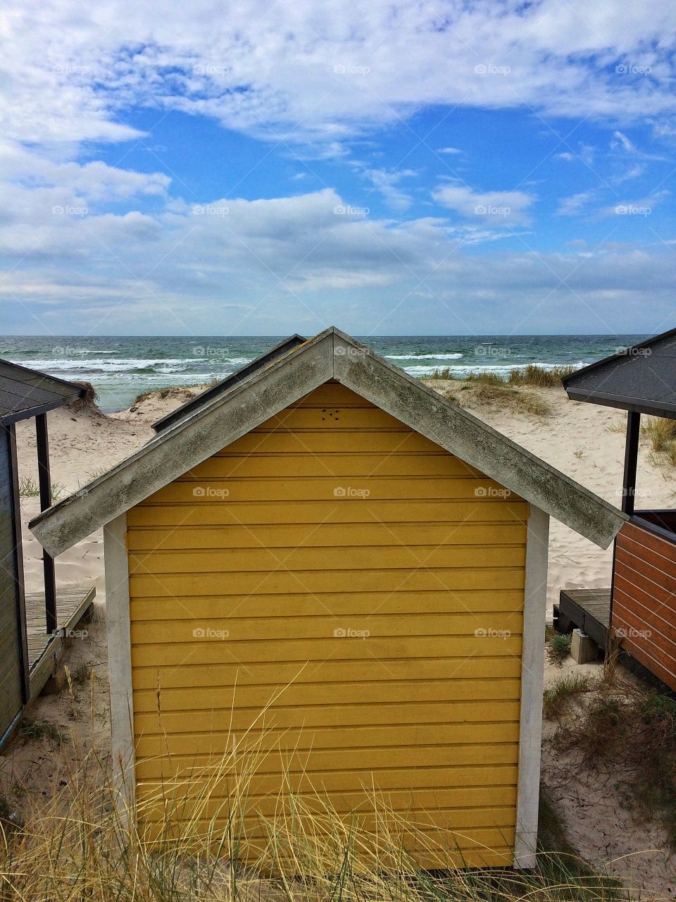 Yellow beach hut