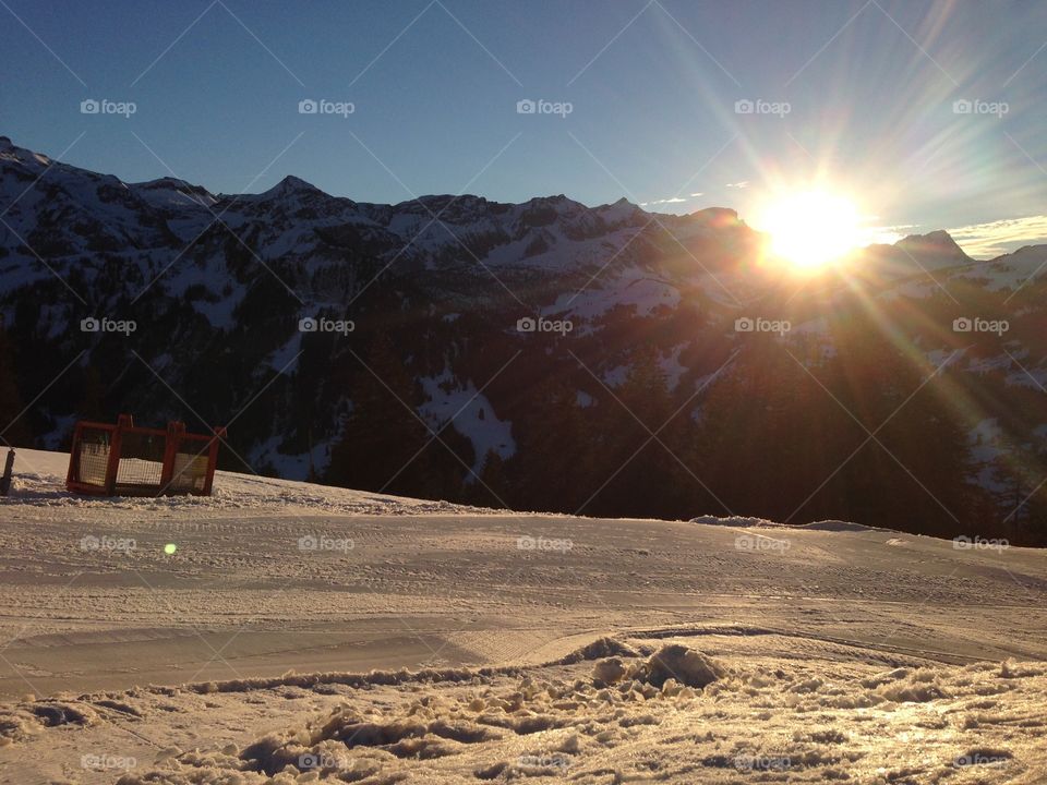 Landscape, Mountain, Snow, Sunset, Dawn